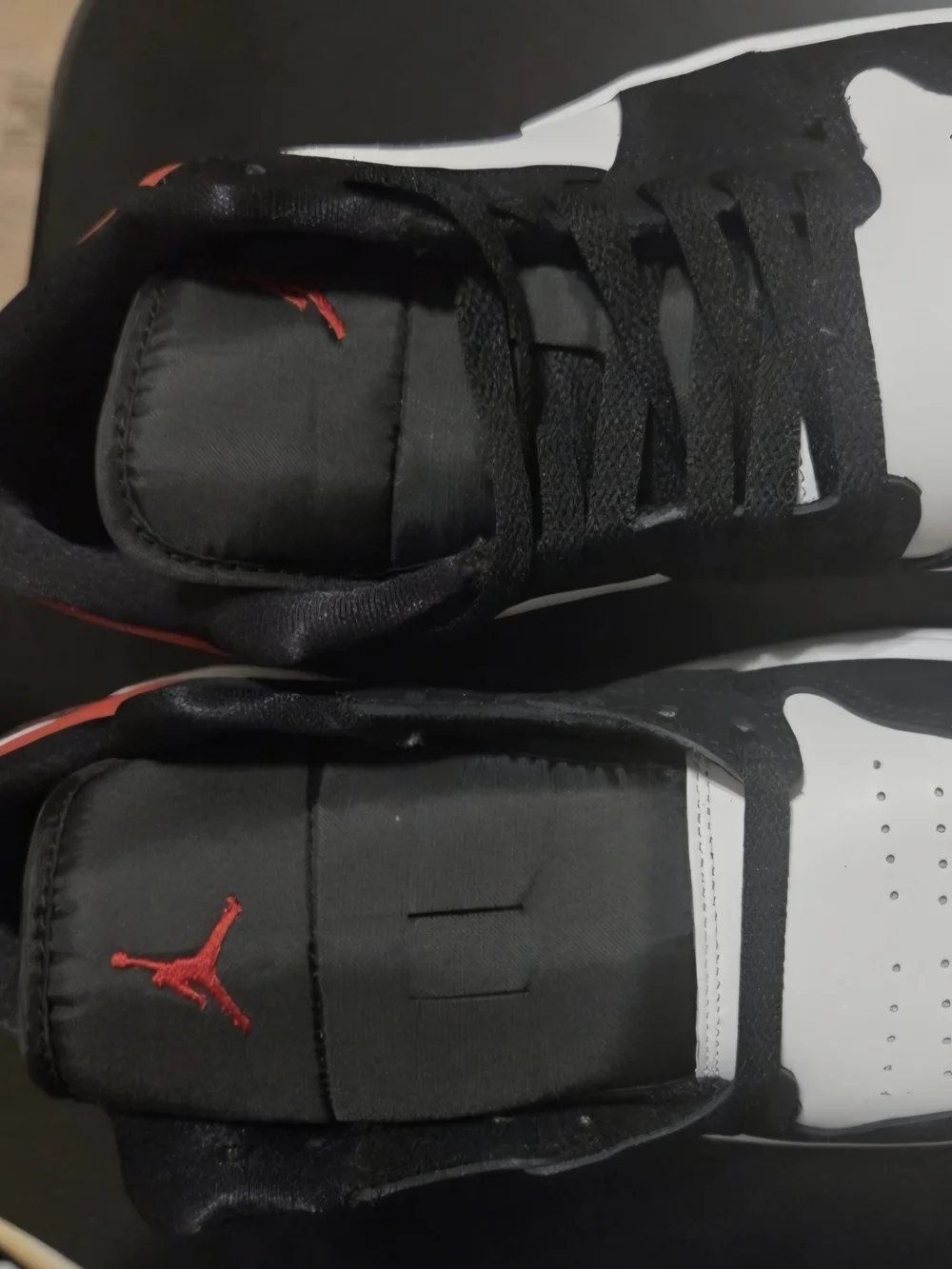 Jordan Low Top Sneakers in Black, White & Red